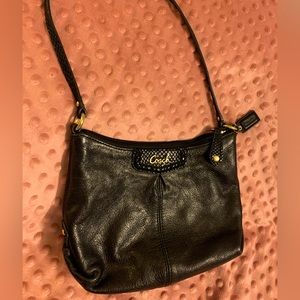 Small black leather handbag